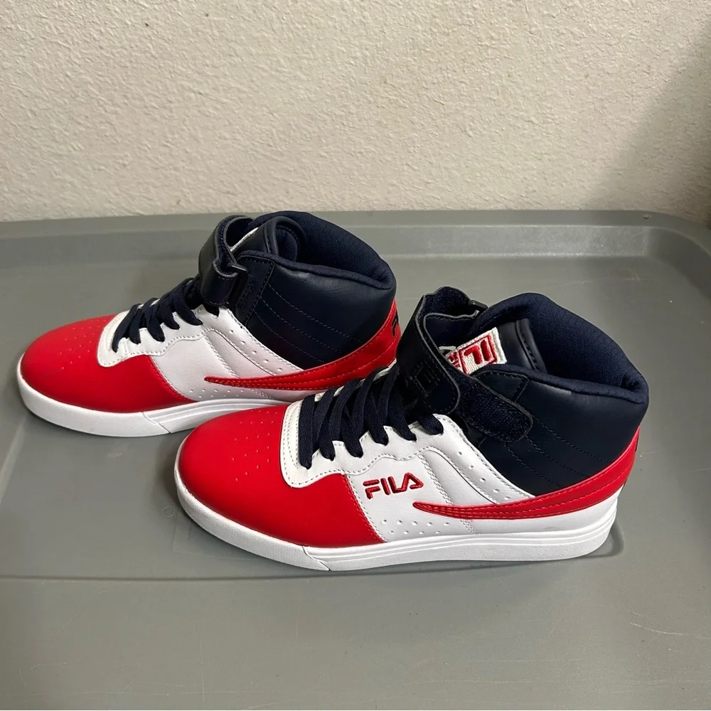 Fila Red and Blue High-Top Sneakers